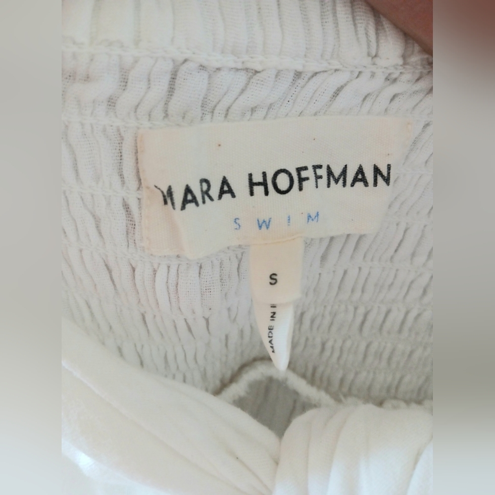MARA HOFFMAN Swim White SUMMER Smocked Beachy COTTON Maxi Dress Women's Size S - Picture 4 of 13